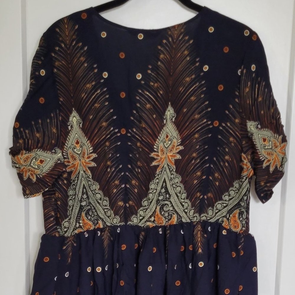 Size 14-16 BloomChic NWT Navy Bandana Pocket Button Wrap split midi Dress - Picture 2 of 4